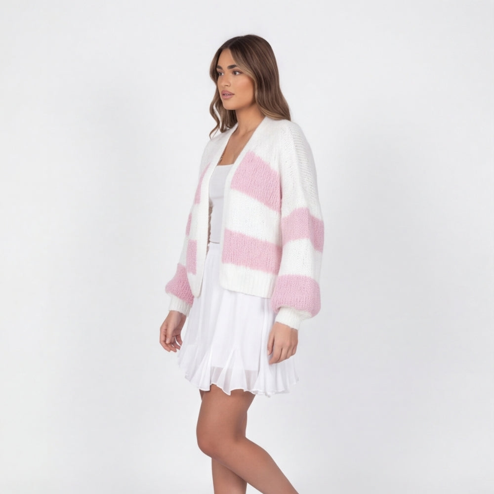 BLUSH STRIPE KNIT CARDIIGAN